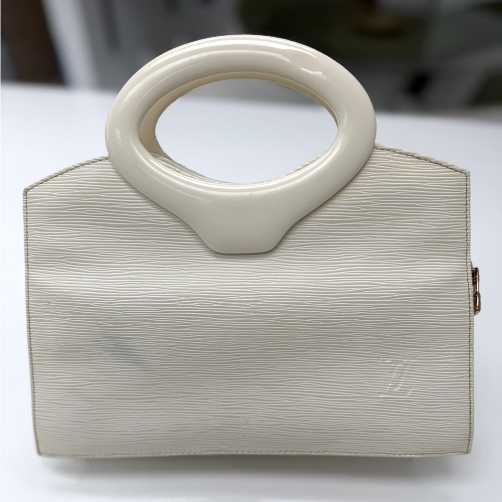 Source Unknown Cream Textured Tote with Oval Handle